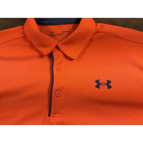 Under Armour Loose Fit Men's Neon Orange Polo Size XL - Picture 2 of 8